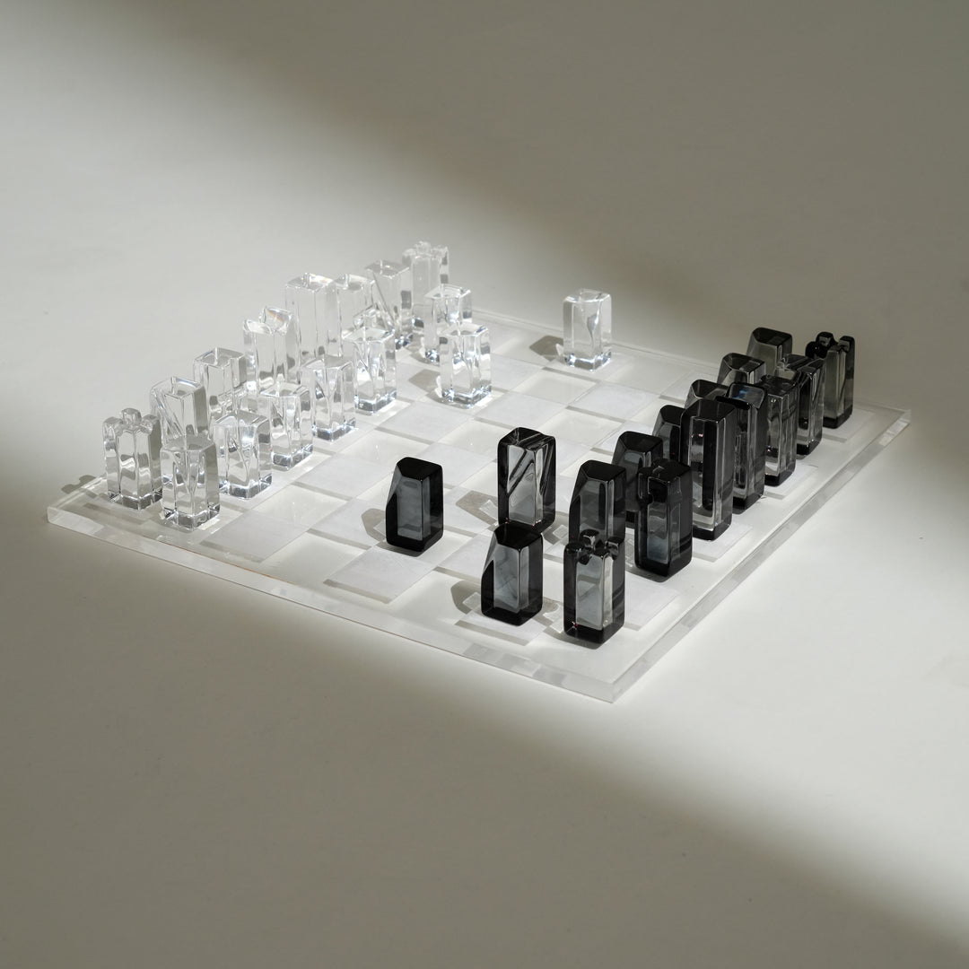 Elegant Acraylic Chess Decor Piece Black and White Classic Design for Home or Office