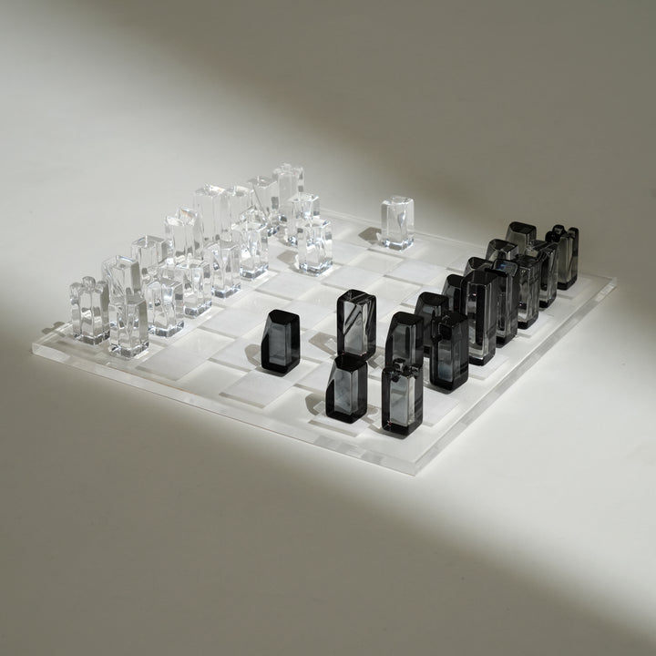 Elegant Acraylic Chess Decor Piece Black and White Classic Design for Home or Office