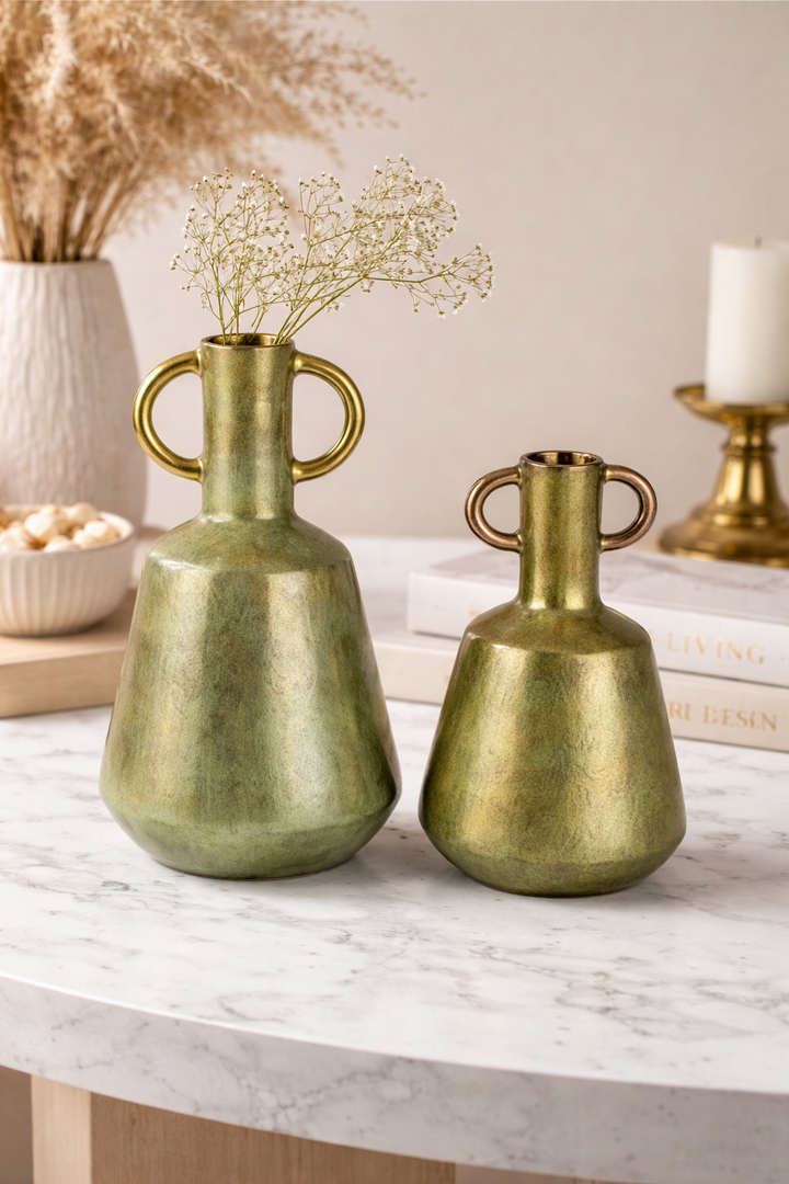 Antique Design Aluminium Vase Decorative Tabletop Accent for Interiors