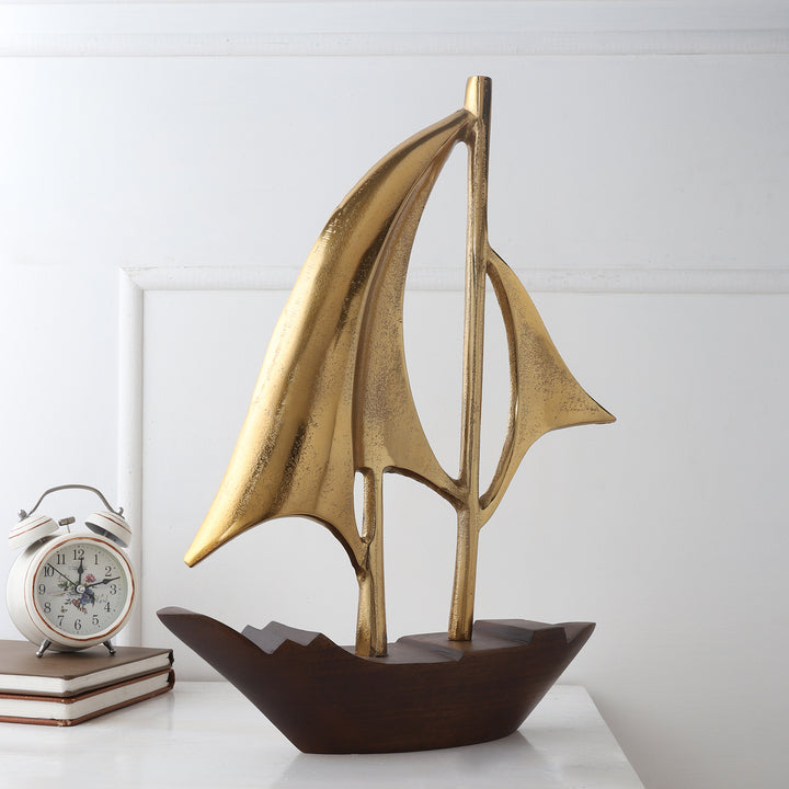 Expobazaar Dream Boat Large Raw Gold Finish Aluminium Boat