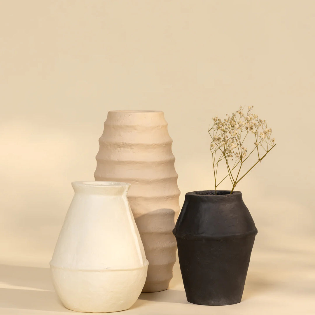 Expobazaar Paper Mache Vase Off White