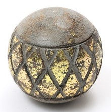Hand-Carved Wooden Decorative Ball with Golden Finish