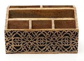 Elegant Wooden Carved Letter Rack for Office Storage