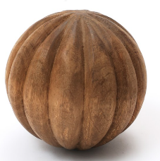 Wooden Pumpkin Design Decorative Sphere Tabletop Décor
