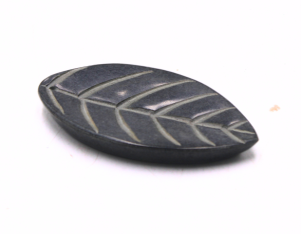 Black Soapstone Leaf-Shaped Incense Plate Handcrafted Decorative Tray