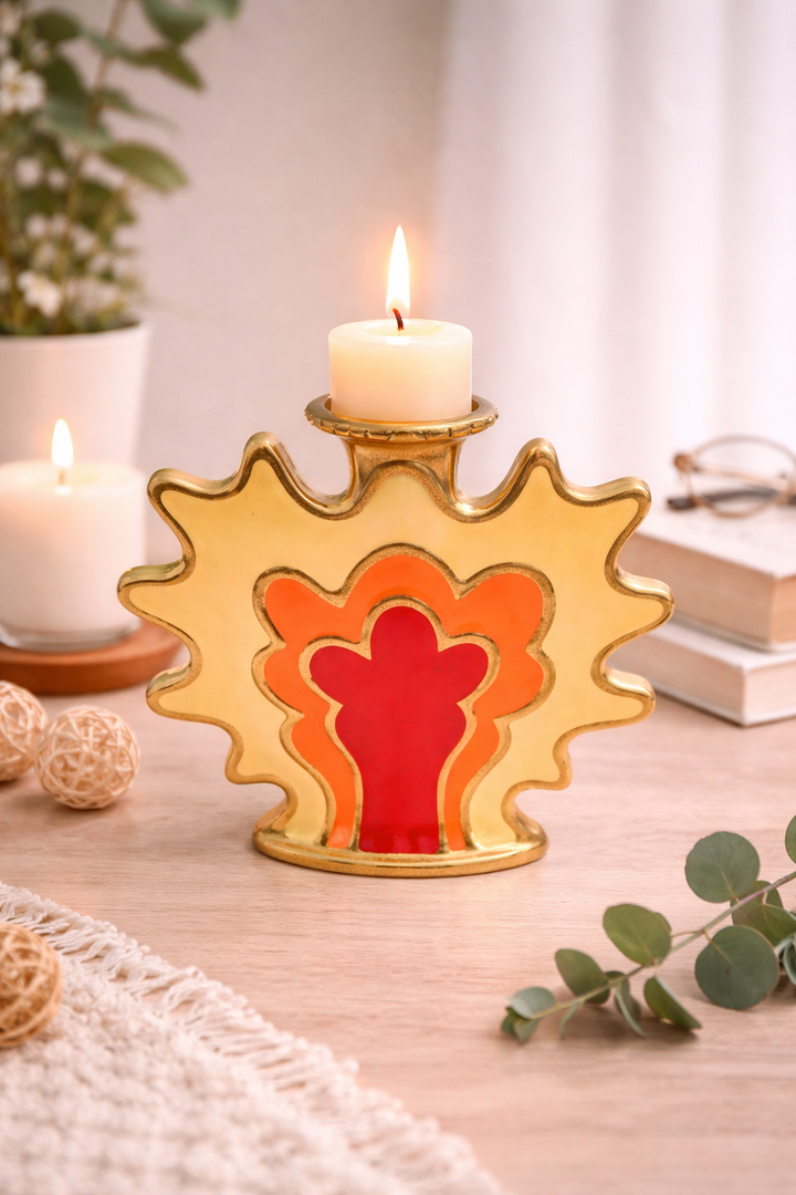 Hip Flask inspired  Enamelled Candle Holder