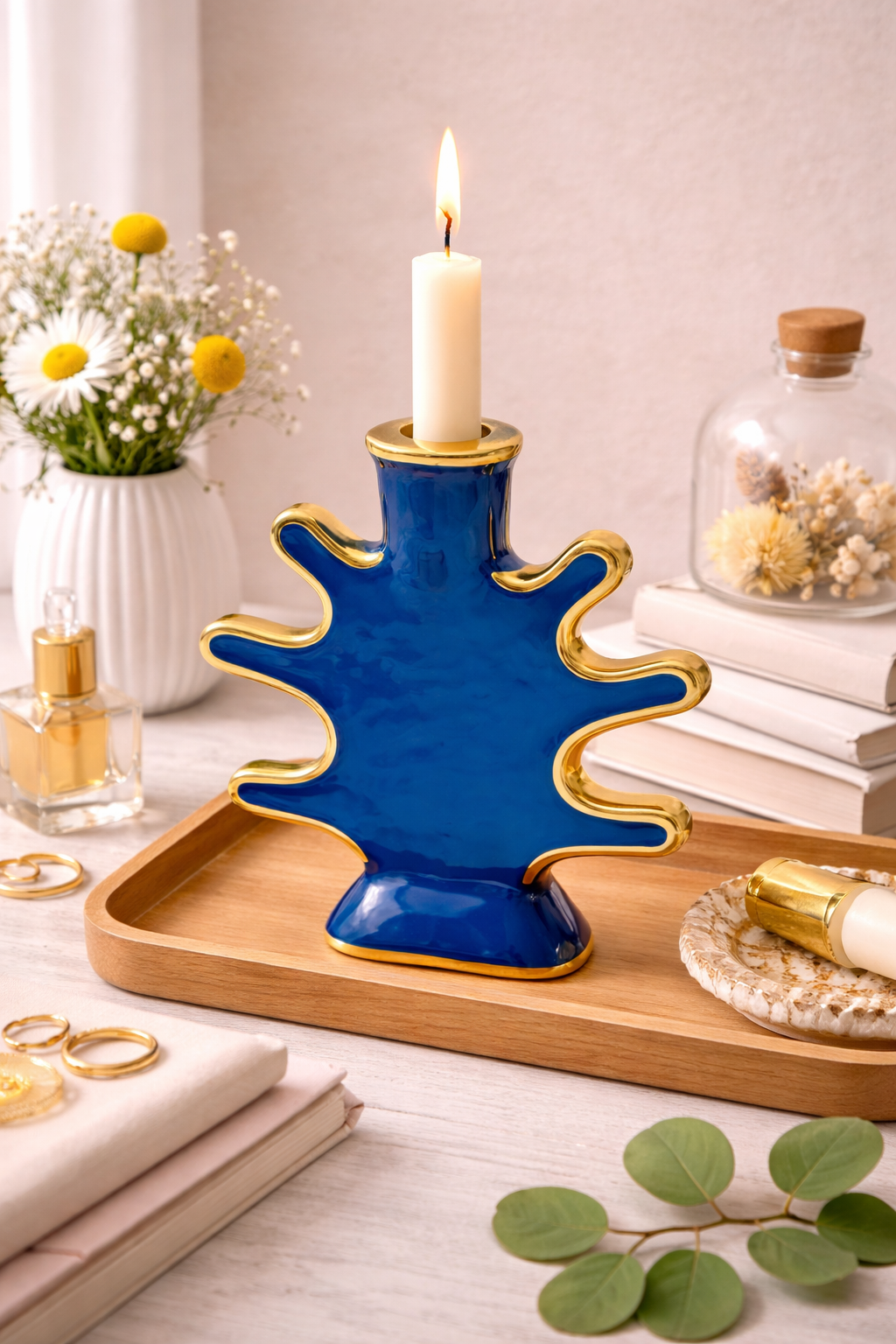 Hip Flask inspired  Enamelled Candle Holder