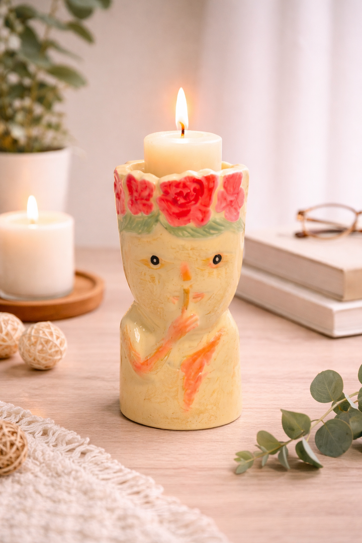 Aluminium Candle Holder – Tribal Face Design