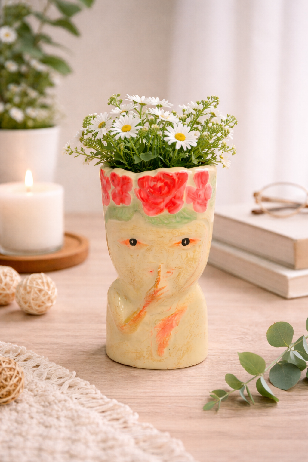 Aluminium Flower Vase – Tribal Face Design