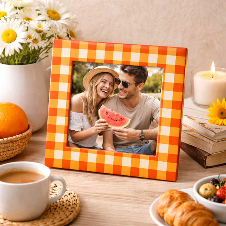 Square Check Pattern Photo Frame – Stylish Resin Fram