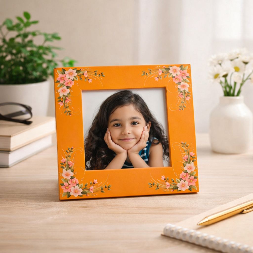 Square Floral Print Photo Frame - 4x4"