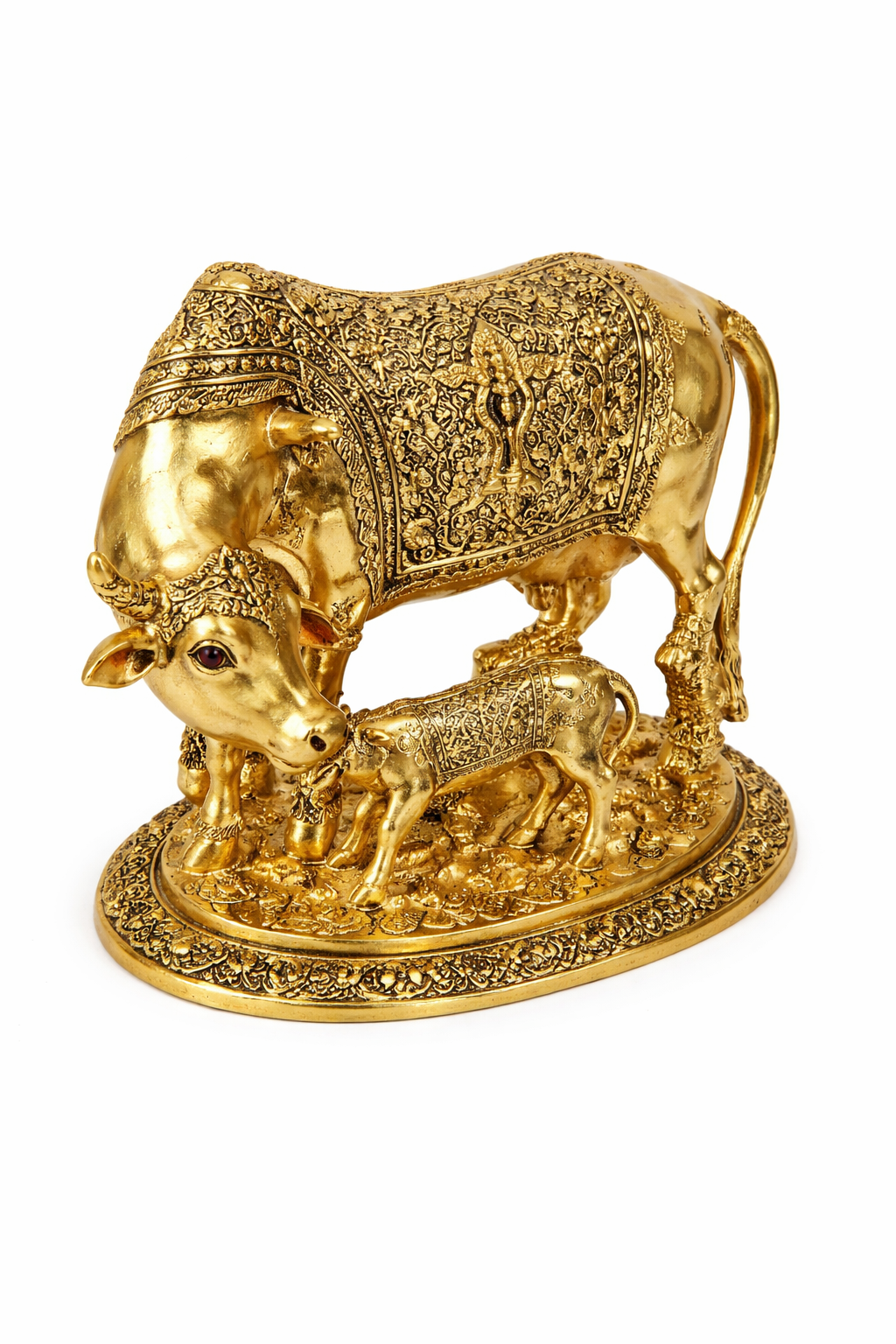 Cow and Calf Statue Small Idol for Good Luck & Prosperity