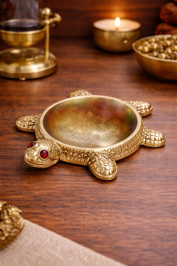 Brass Tortoise with Shreeyantra for Good Luck