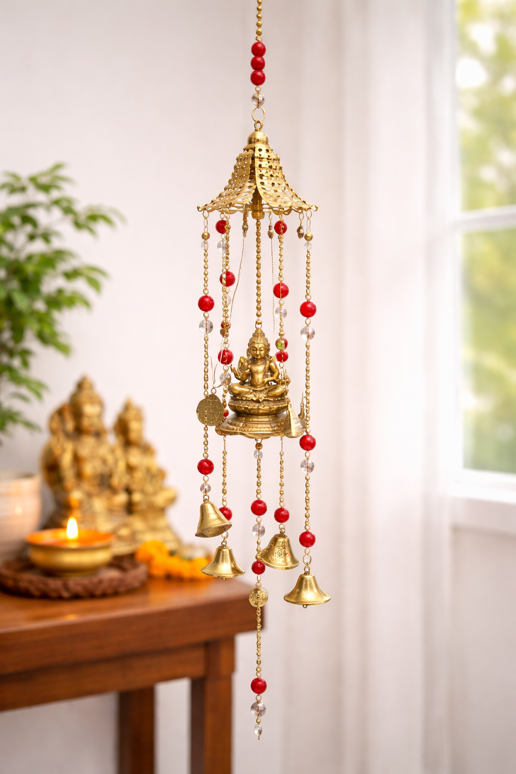 Brass Krishna Jhoomer Windchime for Home & Office Decor