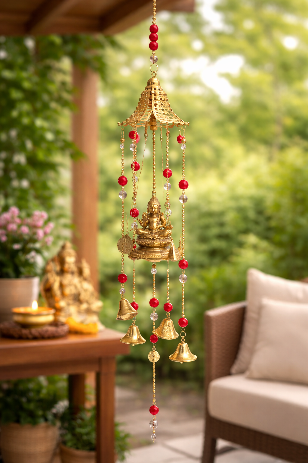 Brass Krishna Jhoomer Windchime for Home & Office Decor