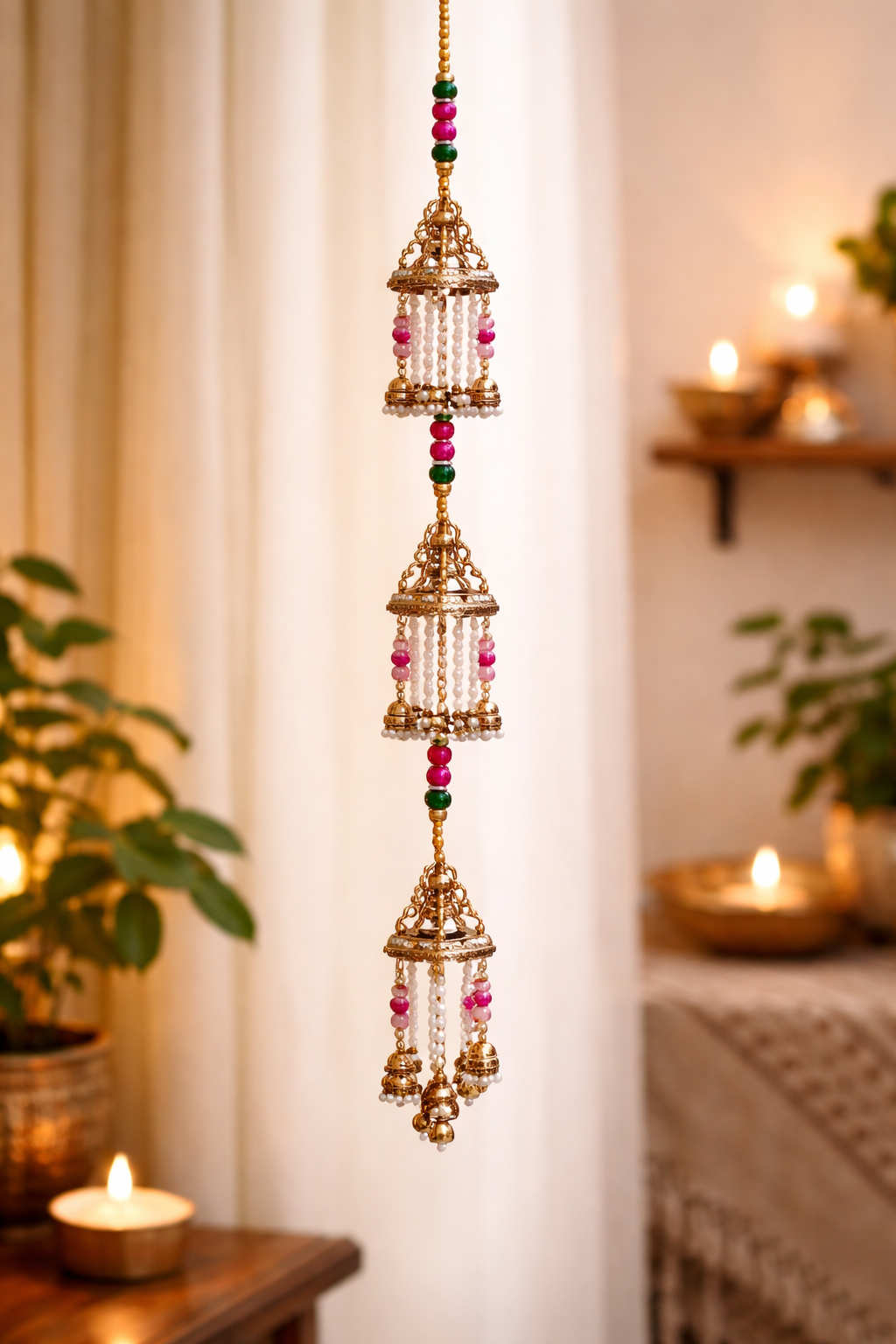 Brass Triple Krishna Windchime for Vastu & Spiritual Decor