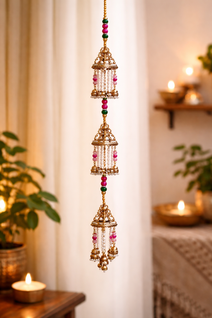Brass Triple Krishna Windchime for Vastu & Spiritual Decor