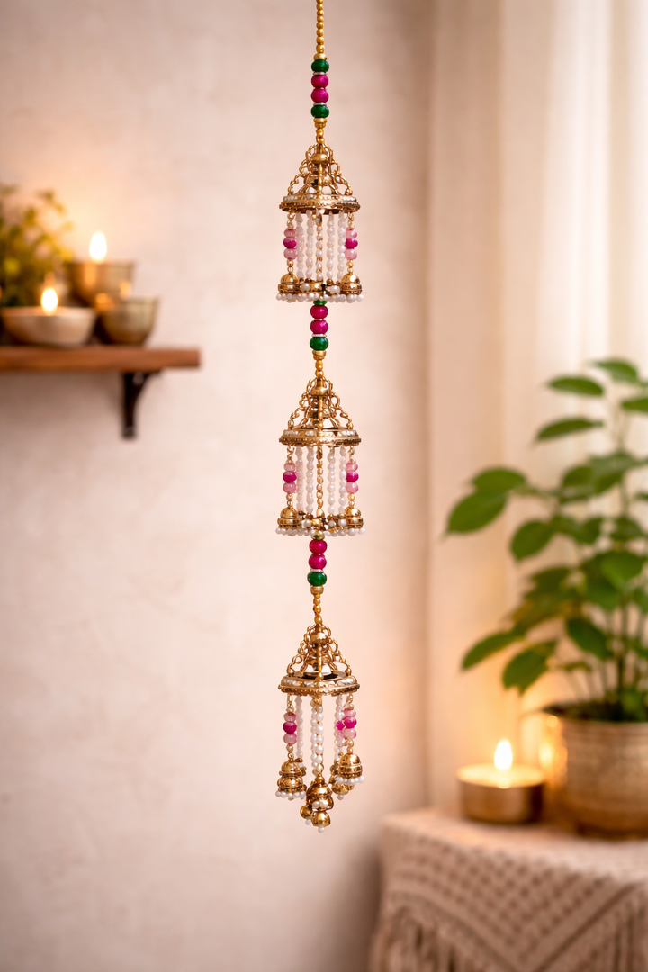 Brass Triple Krishna Windchime for Vastu & Spiritual Decor