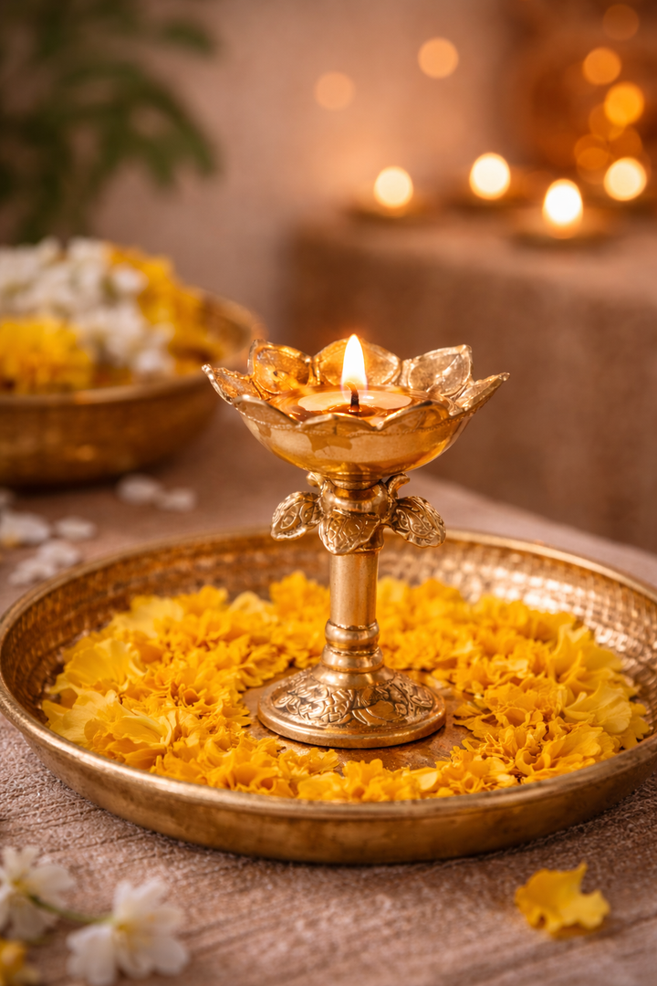 Brass Akhand Jyot Deepak for Home Mandir