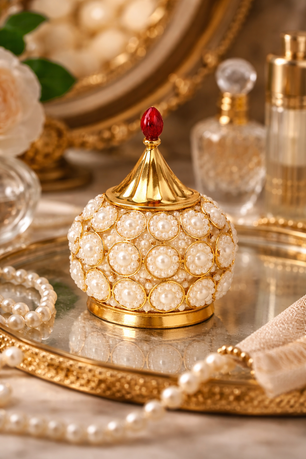 Brass Akhand Diya with Crystal for Pooja Rituals