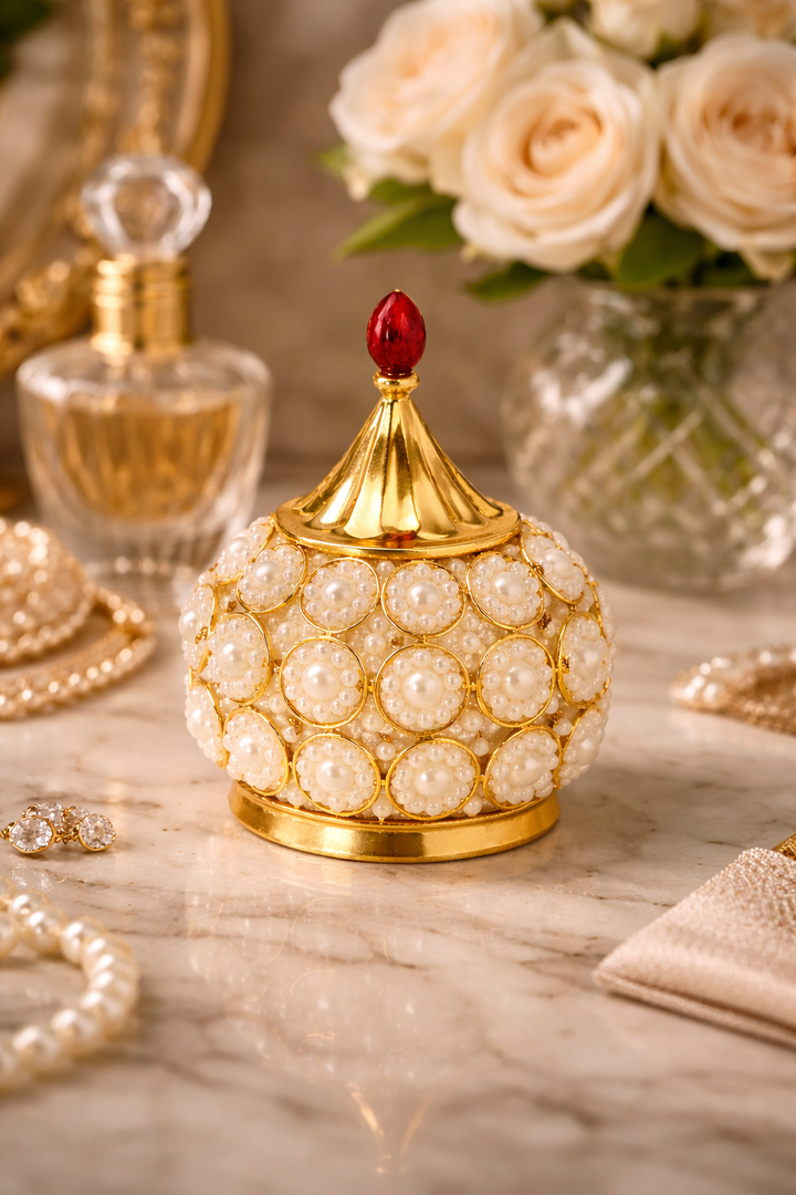 Brass Akhand Diya with Crystal for Pooja Rituals