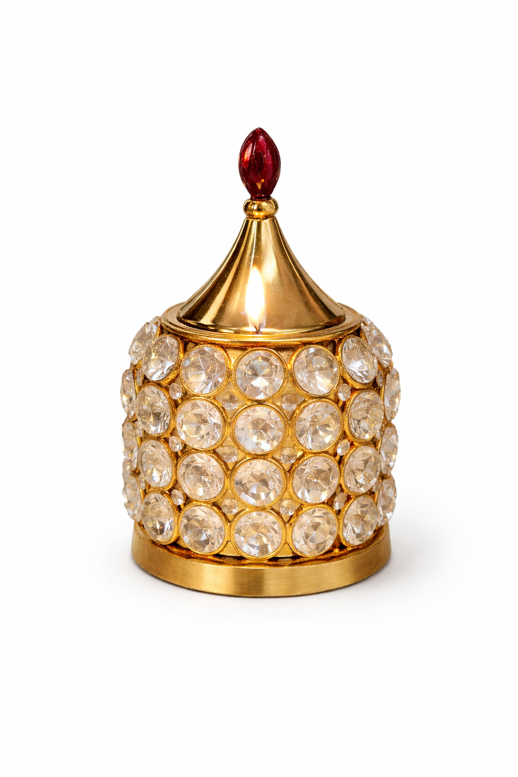 Decorative Brass Crystal Akhand Diya Pillar Lamp