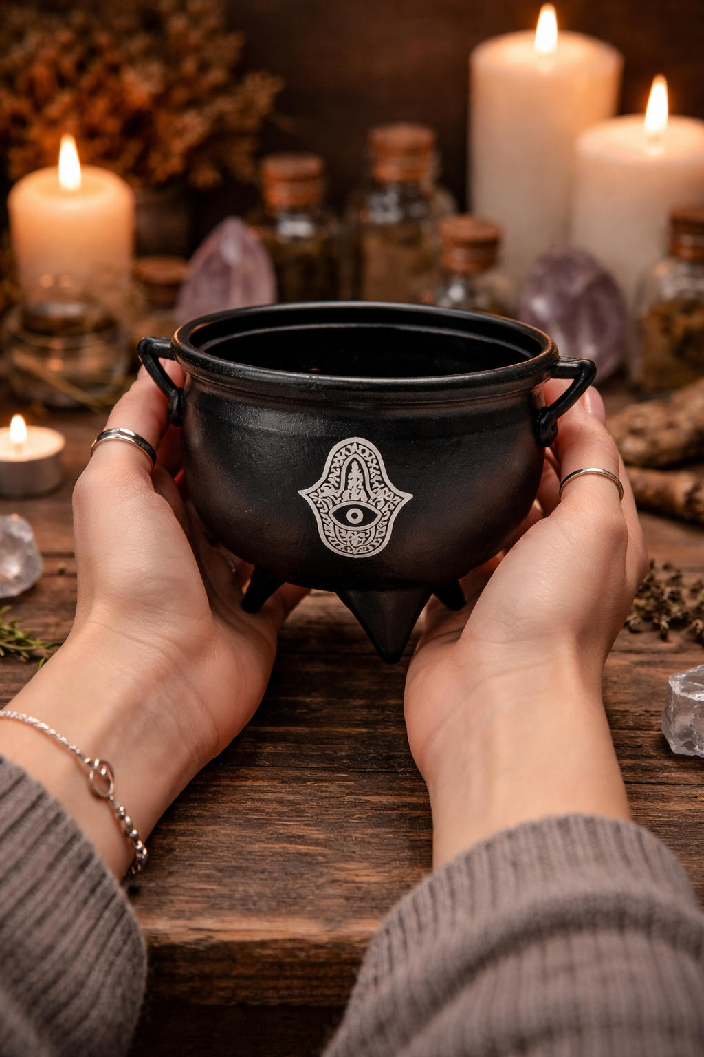 Hamsa Hand Metal Burner for Charcoal & Sambrani
