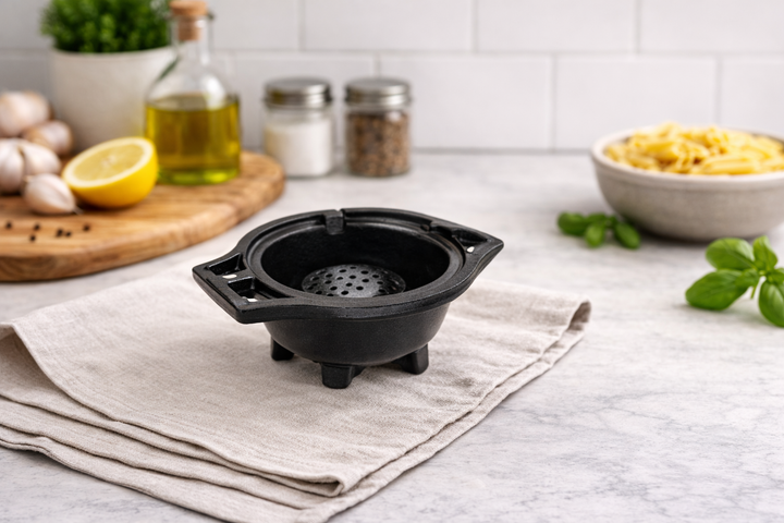 Metal Small Cauldron Burner with Handle for Pooja