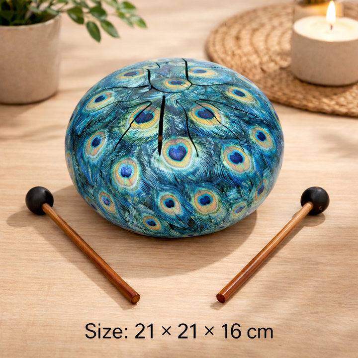 Peacock Feather Happy Drum Big for Mindfulness