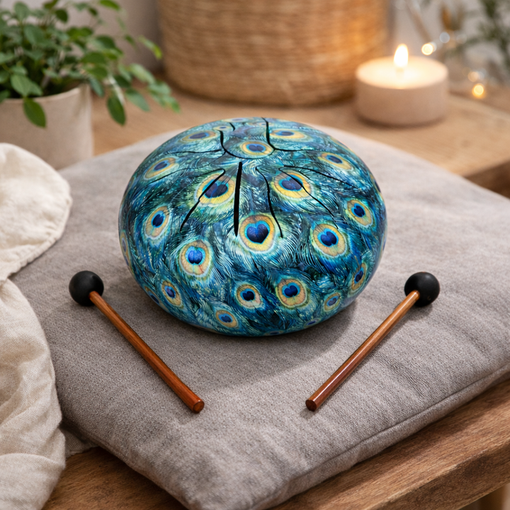 Peacock Feather Happy Drum Big for Mindfulness