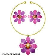 Handcrafted Bloomtide Radiance Brass Pendant with Earrings