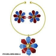 Bloomflare Duo – Brass Pendant & Earrings