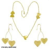 Handcrafted Love Jamboree Brass Necklace with Earrings