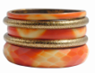 Handcrafted Sunset Ember Resin and Brass Bangle Set