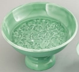 Green Ceramic Finish Cake Stand 12.5 Inch with Embossed Design