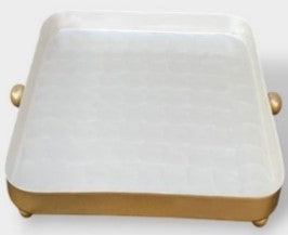 Gold and White Decorative Iron Tray for Home & Display