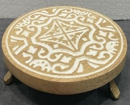 Handcrafted Wooden Round Cake Plate for Serving & Display