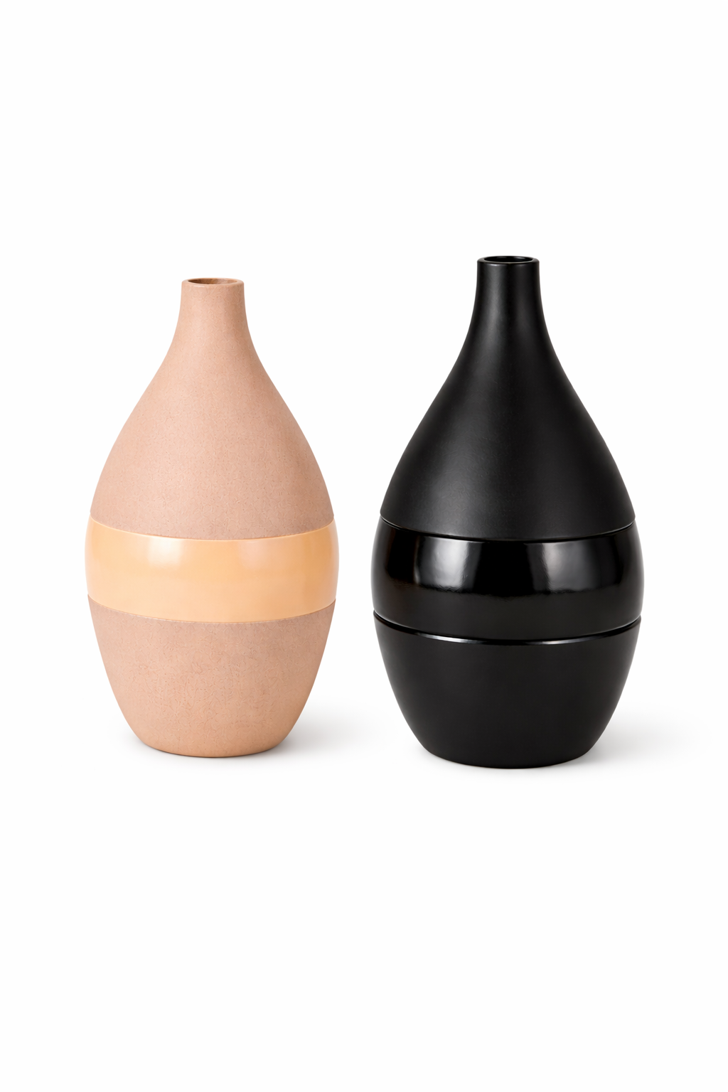 Vesera Large Enamel Flowerpot Vase | Romantic Peach & Black for Your Home