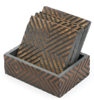 Hand-Carved Wooden Coaster Set with Holder for Drinks