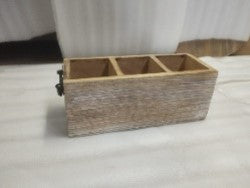 Decorative Wooden Smash Carved Cutlery Holder Home Accent