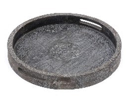 Wooden Carved Tray Grey