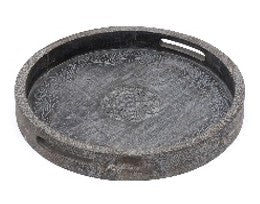 Wooden Carved Tray Grey