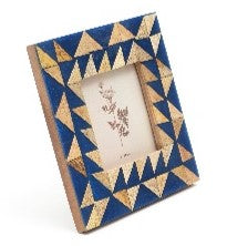 Handcrafted Blue Wooden Photo Frames for Desk, Shelf, or Wall
