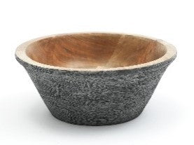 Artistic Wooden Carved Bowl White Home Accent