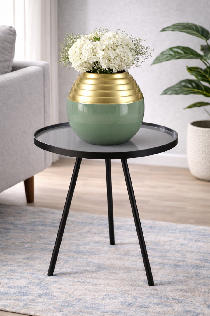 Luxury Green Gold Aluminium Urli Bowl for Floating Flowers & Décor