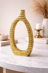 Designer Ribbed Hollow Aluminium Sculpture for Modern Interior Styling