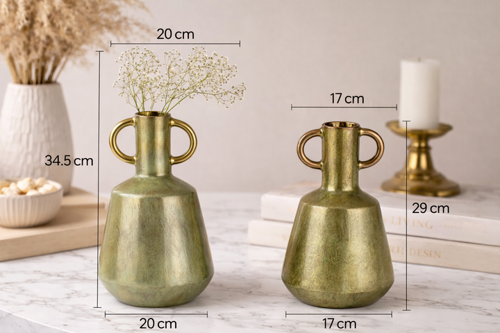 Antique Design Aluminium Vase Decorative Tabletop Accent for Interiors