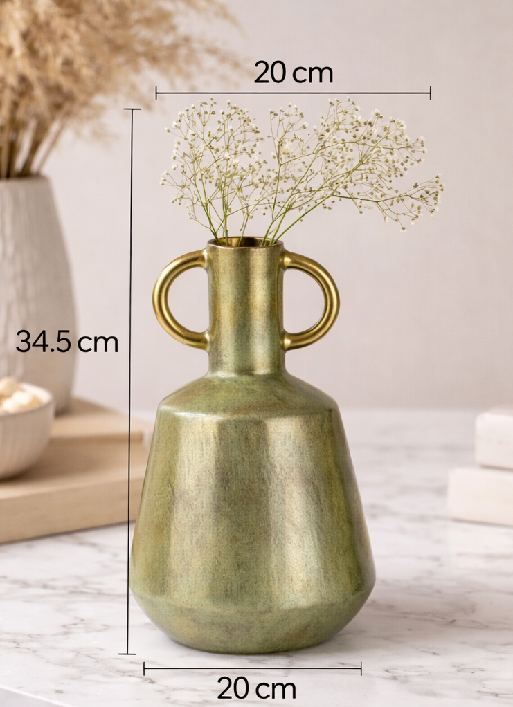Antique Design Aluminium Vase Decorative Tabletop Accent for Interiors