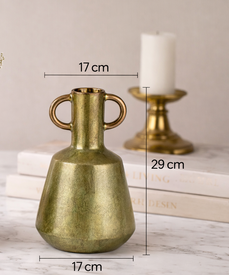 Antique Design Aluminium Vase Decorative Tabletop Accent for Interiors