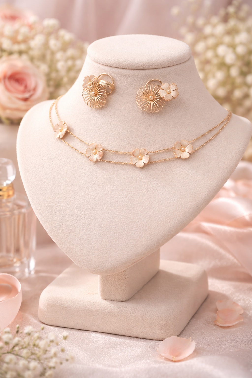 Six Flower Choker Necklace | Gold-Plated Brass Floral Design